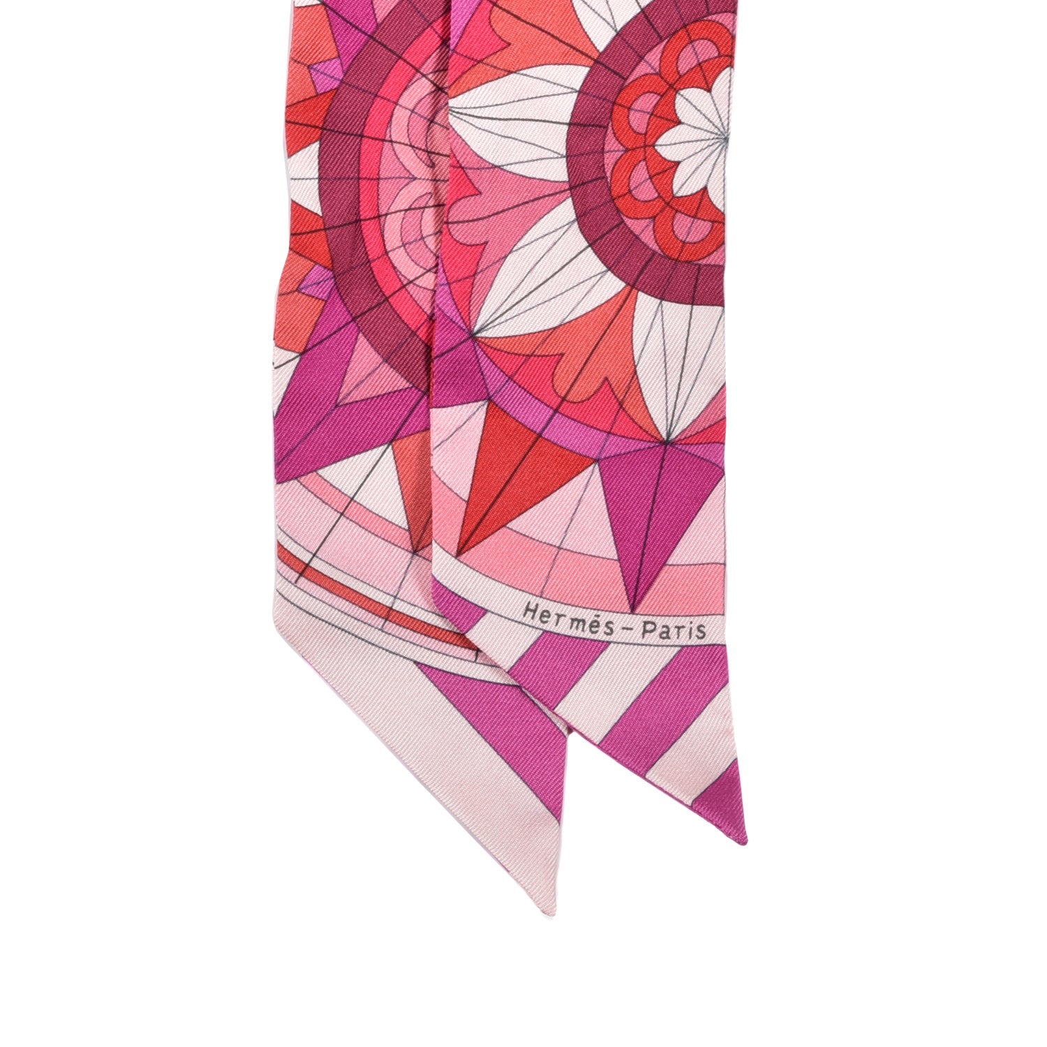 Hermes Silk Rose de Compas Twilly Fuchsia Prune Rouge 2 of 3