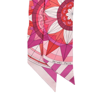 Hermes Silk Rose de Compas Twilly Fuchsia Prune Rouge 2 of 3