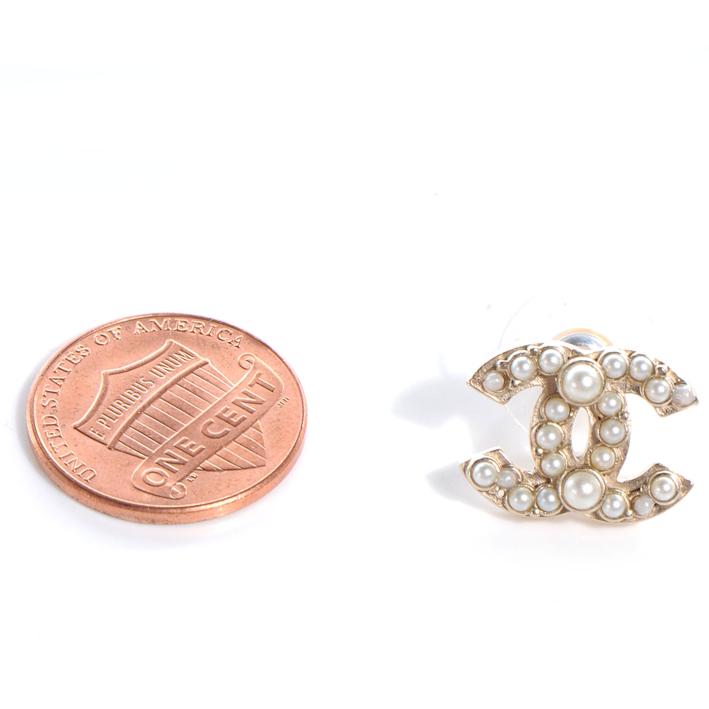 Pearl CC Logo Earrings Gold