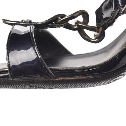 Chanel Patent Chain Sandals 38 Navy 11 of 13