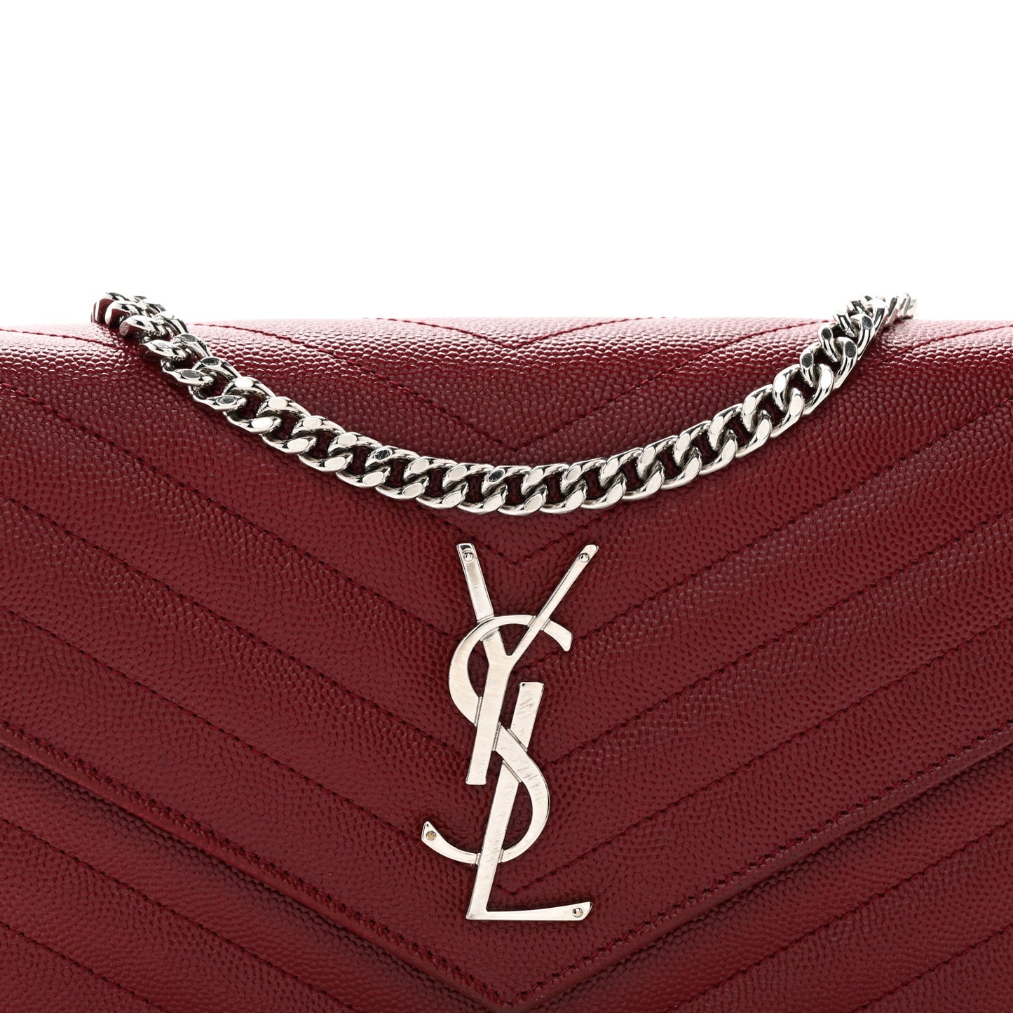 Grain De Poudre Matelasse Chevron Monogram Chain Wallet Palissandre