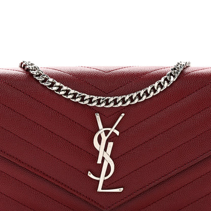 Saint Laurent Grain De Poudre Matelasse Chevron Monogram Chain Wallet Palissandre 7 of 10