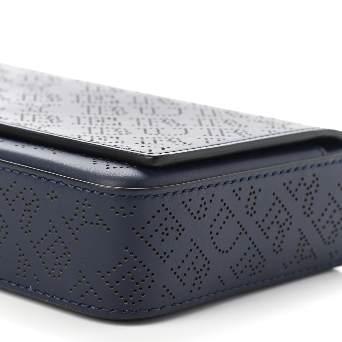 Calfskin Perforated Logo Hampshire Crossbody Navy