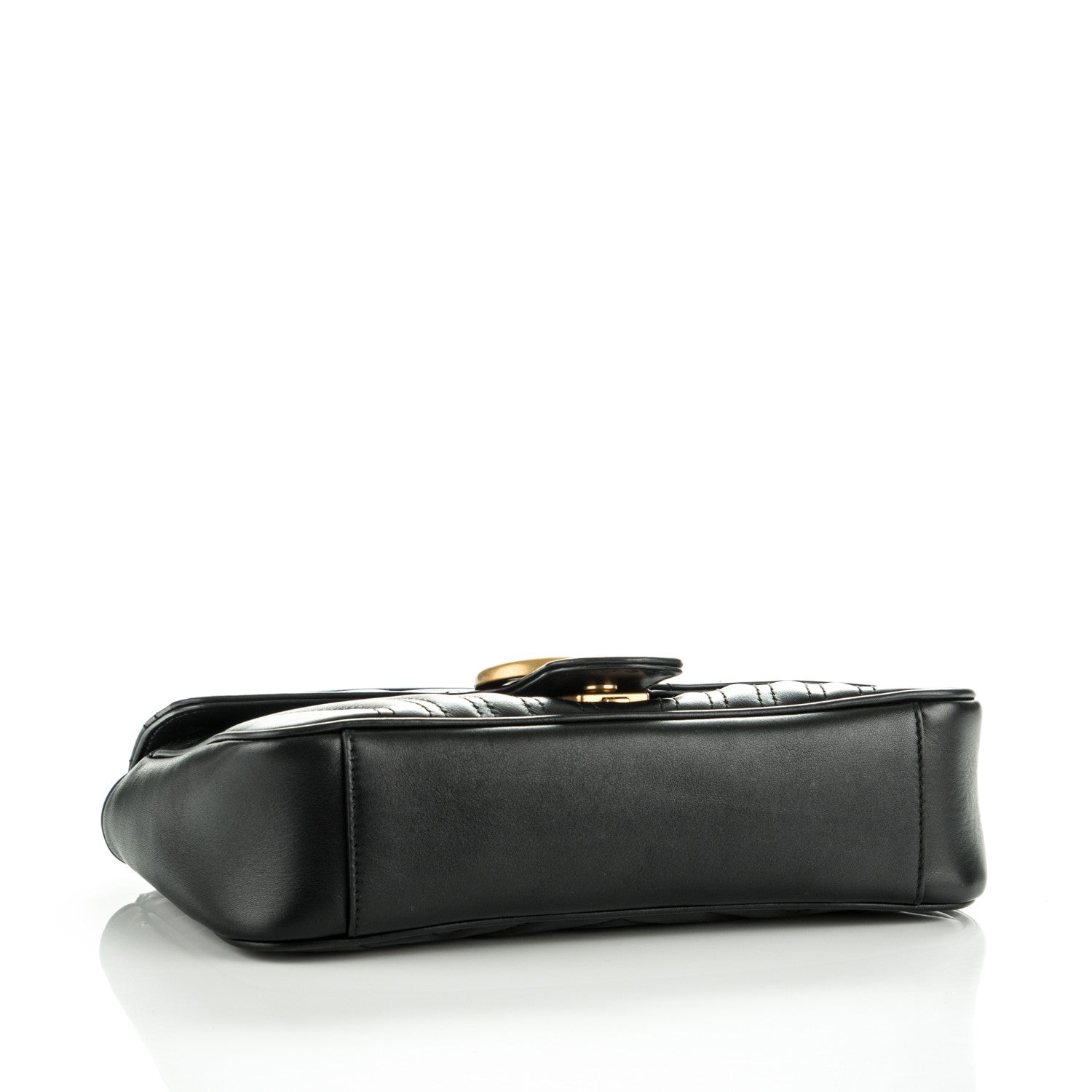 Gucci Calfskin Matelasse Small GG Marmont Shoulder Bag Black 4 of 7