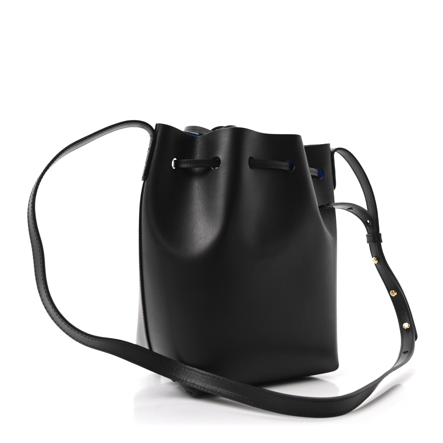 Mansur Gavriel Calfskin Mini Bucket Bag Black Royal Blu 3 of 10