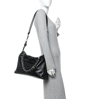 Loewe Patent Lambskin Donut Chain Large Flamenco Knot Clutch Black 2 of 9