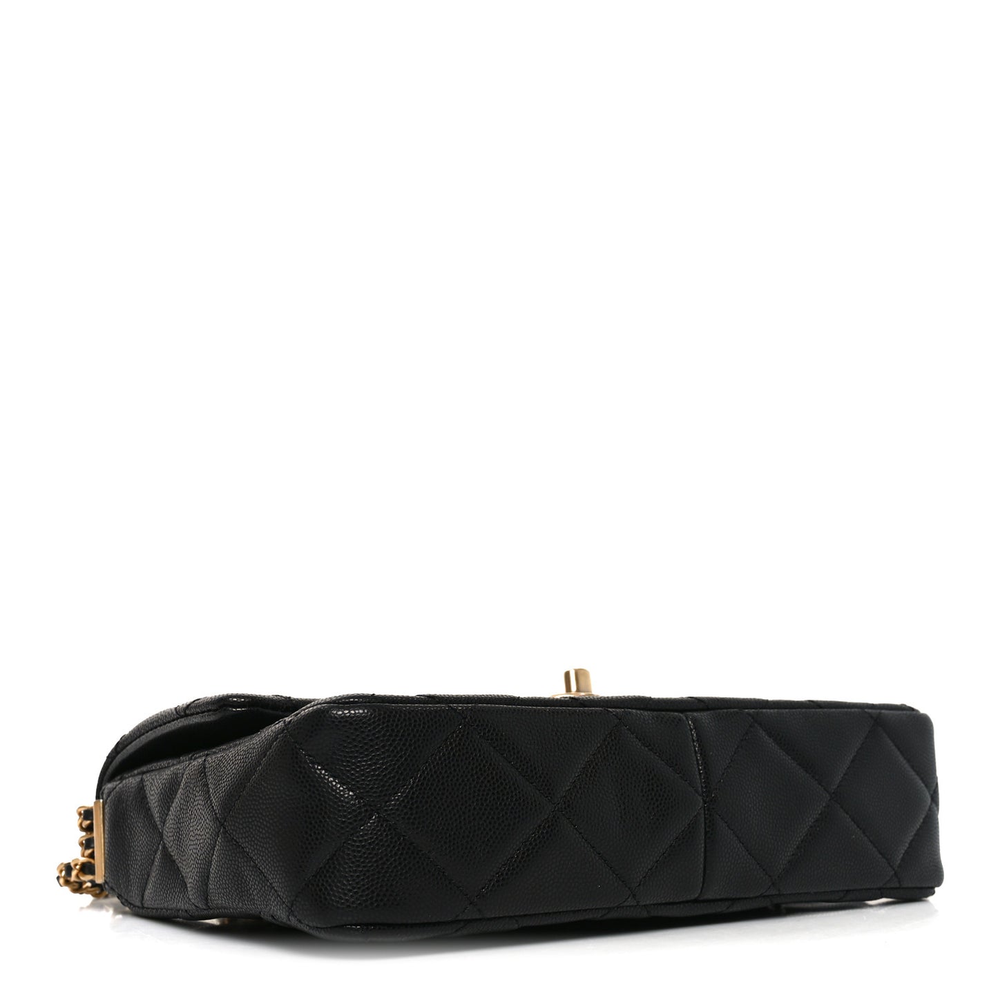 Caviar Quilted Chain Messenger Flap Bag Black