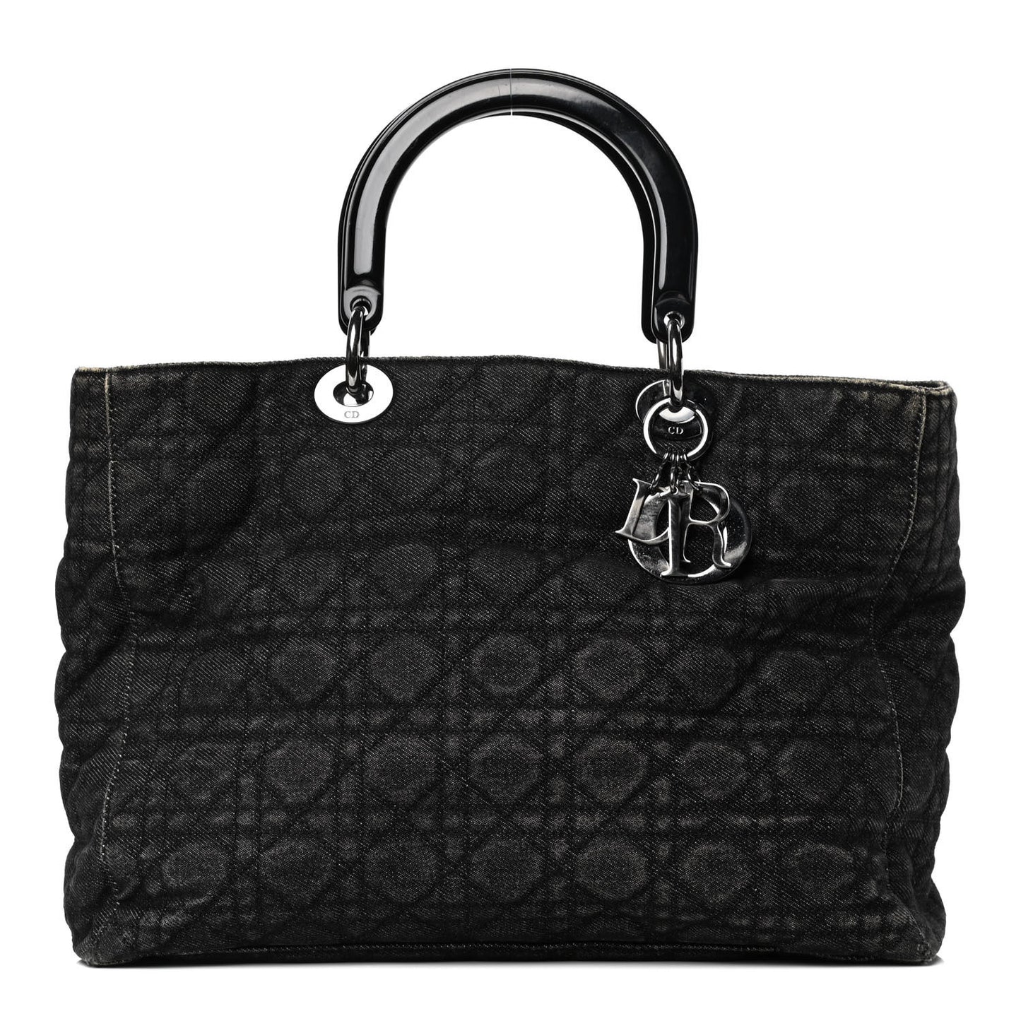 Denim Cannage Large Lady Dior Black