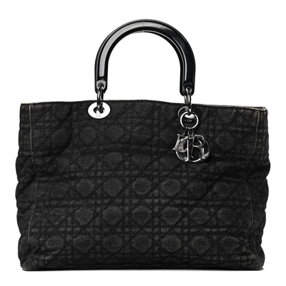 Christian Dior Denim Cannage Large Lady Dior Black 1 of 6