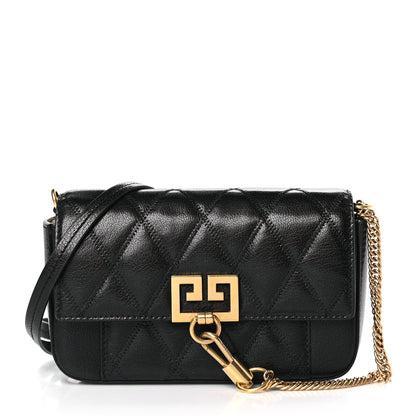 Givenchy Goatskin Quilted GV3 Mini Pocket Convertible Bag Black 1 of 9