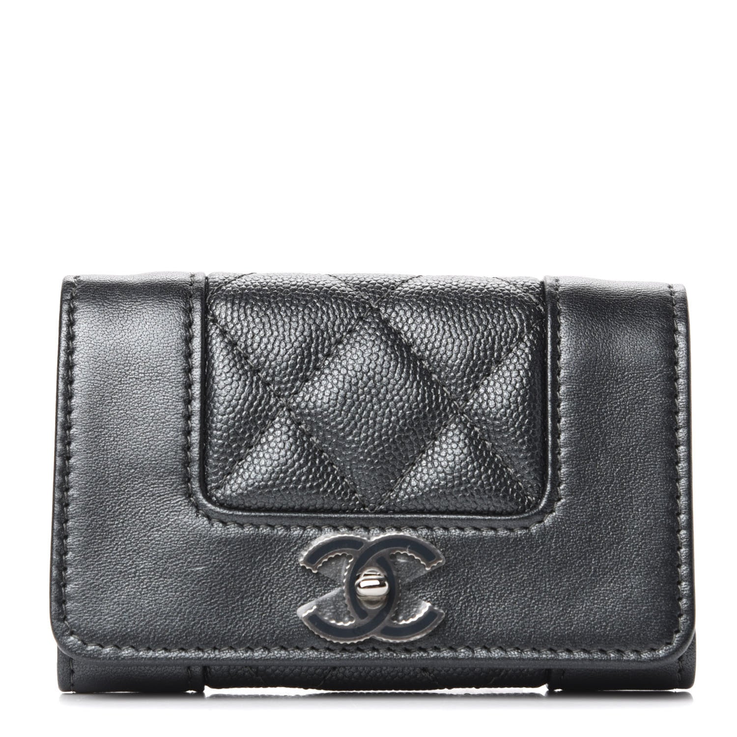 Chanel Caviar Quilted Vintage Mademoiselle Flap Card Holder Black 1 of 8