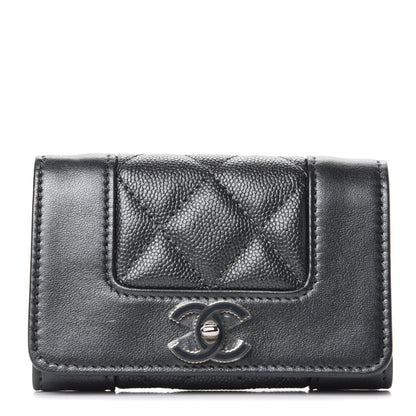 Chanel Caviar Quilted Vintage Mademoiselle Flap Card Holder Black 1 of 8
