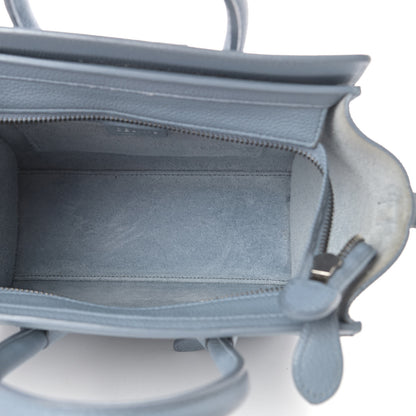 Celine Drummed Calfskin Nano Luggage Blue 5 of 16