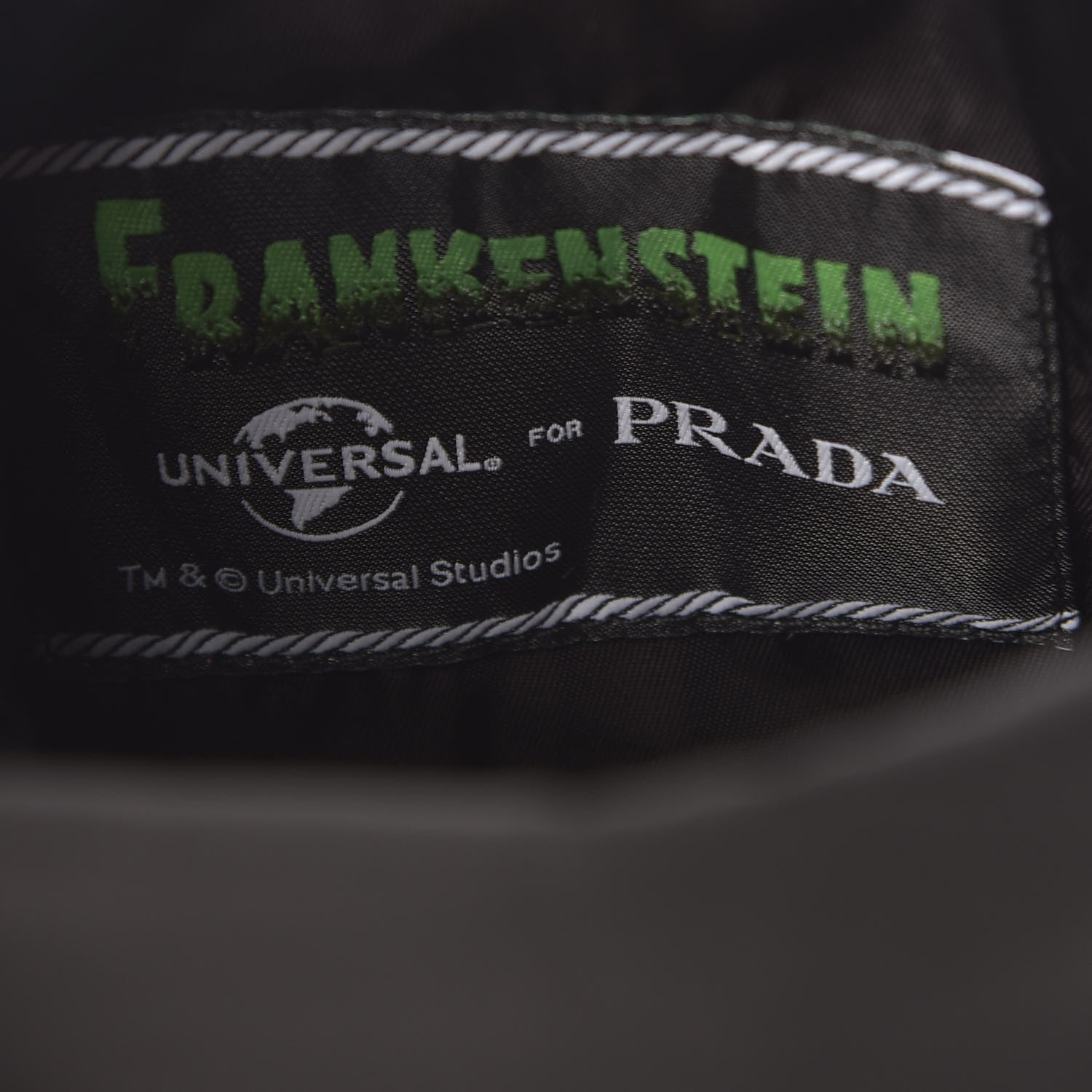 Prada X UNIVERSAL STUDIOS Tessuto Nylon Soft Calfskin Frankenstein Heart Chain Shopping Tote Black 7 of 12