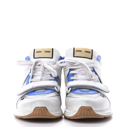 Gucci Suede Calfskin Mesh Mens Ultrapace Mid Top Sneakers 7 Silver Blue White 2 of 7
