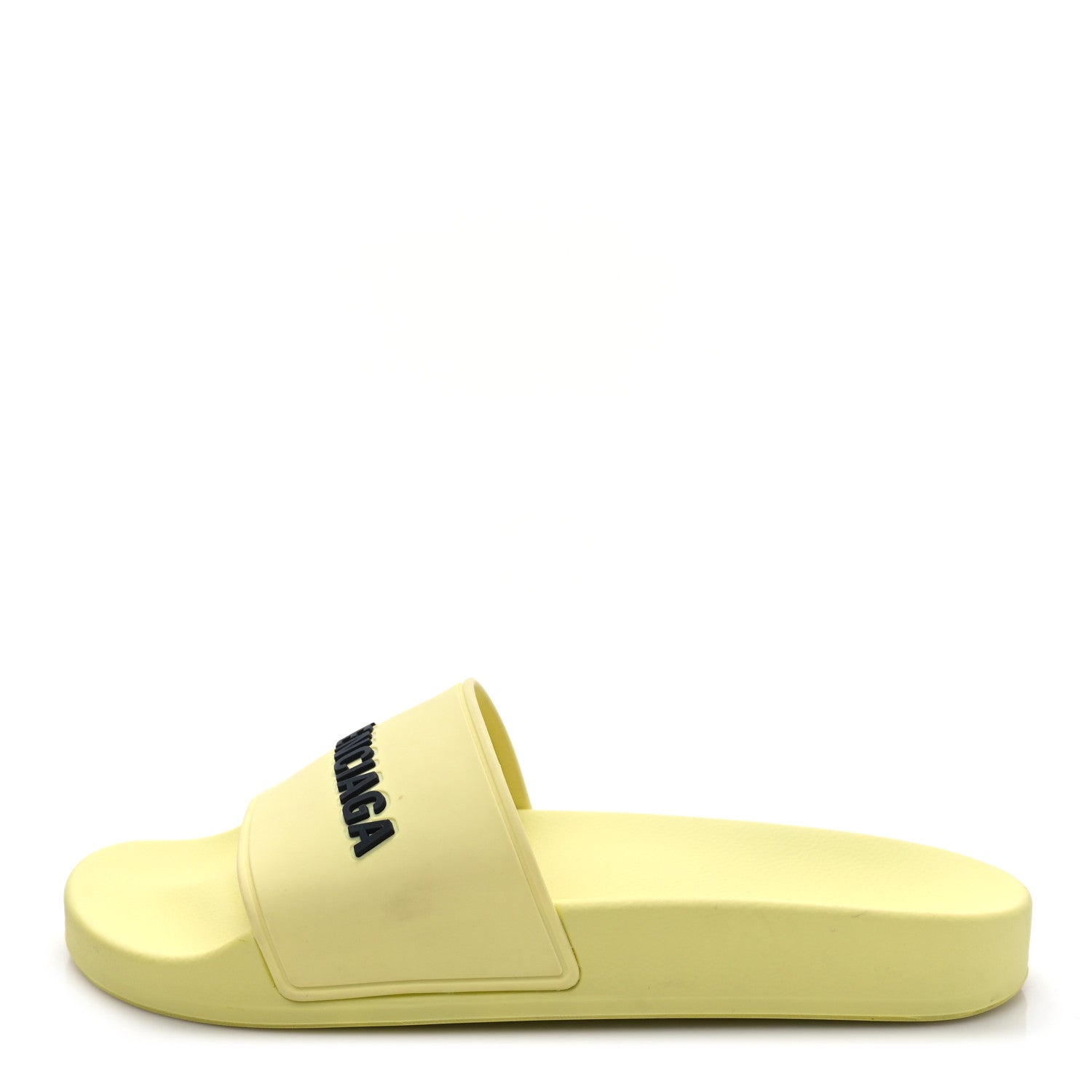 Balenciaga Smooth Rubber Logo Bi-Color Womens Pool Slide Sandals 36 Yellow Black 1 of 10