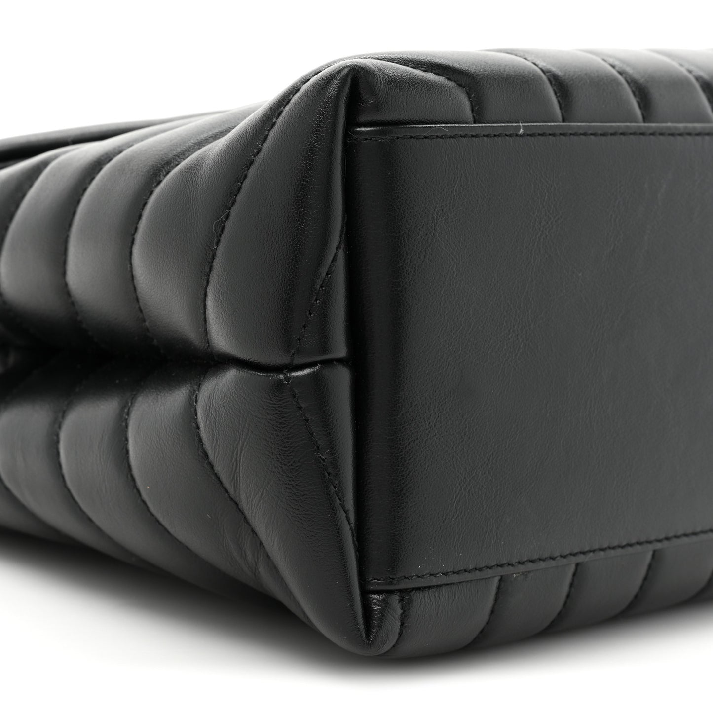 Calfskin Y Quilted Monogram Medium Loulou Chain Satchel Black