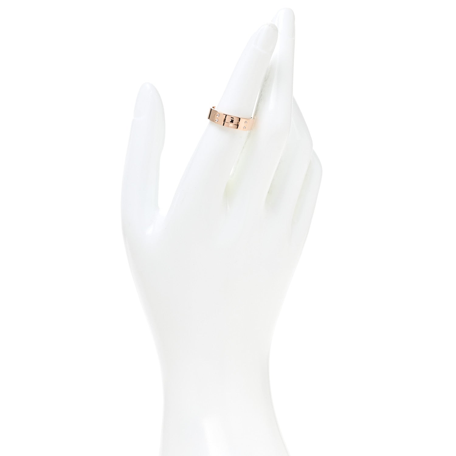 Hermes 18K Rose Gold Diamond PM Kelly Ring 52 6 2 of 5
