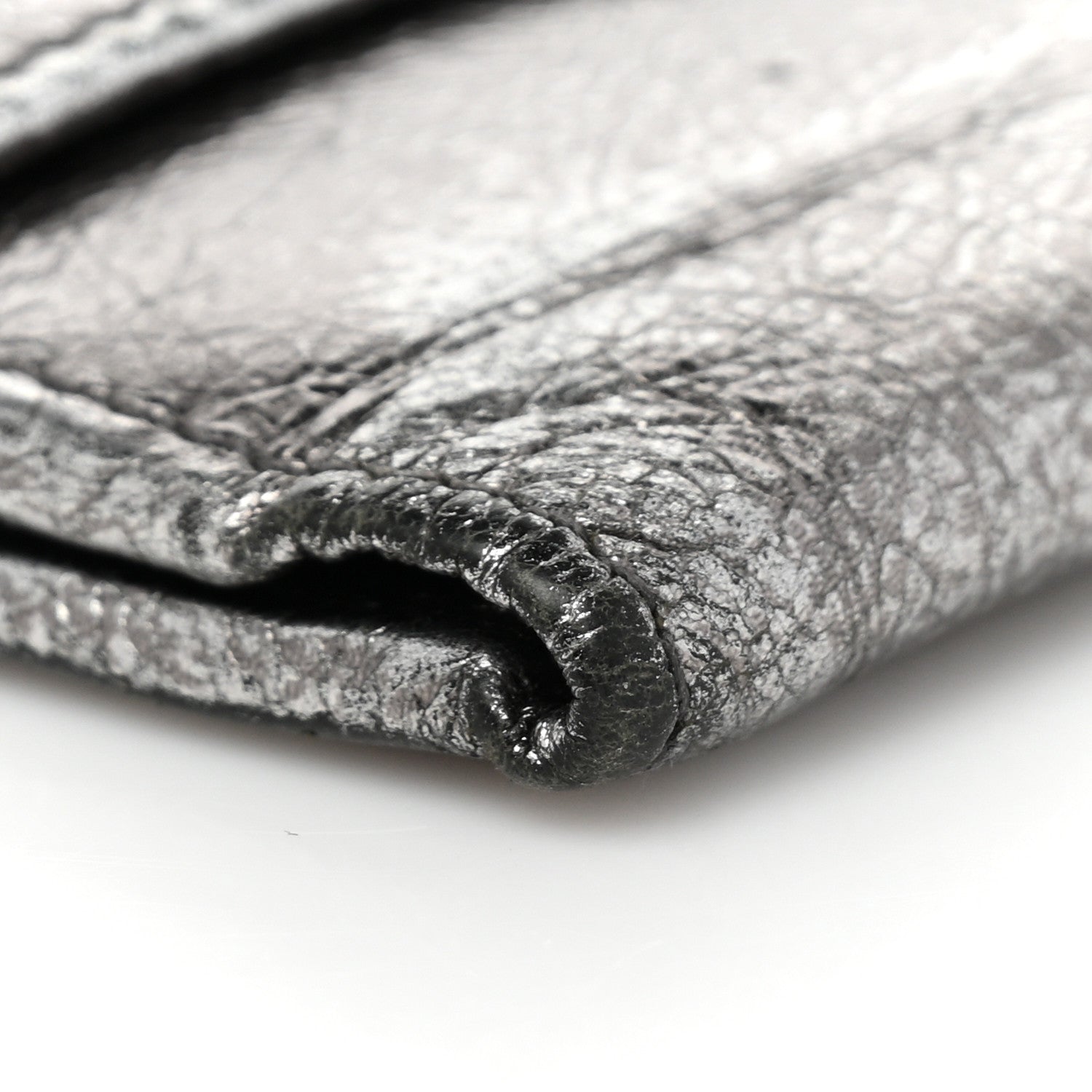 Saint Laurent Metallic Goatskin Belle de Jour French Wallet Silver 8 of 10
