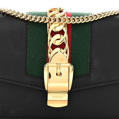 Gucci Calfskin Super Mini Sylvie Chain Shoulder Bag Black 8 of 10
