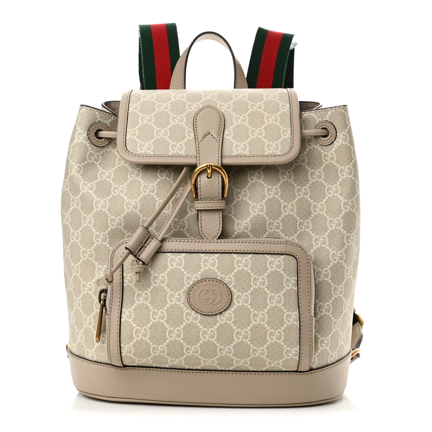Gucci GG Supreme Monogram Azalea Calfskin Retro Interlocking G Buckle Backpack Beige Mystic White 1 of 11