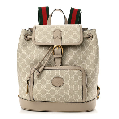 Gucci GG Supreme Monogram Azalea Calfskin Retro Interlocking G Buckle Backpack Beige Mystic White 1 of 11