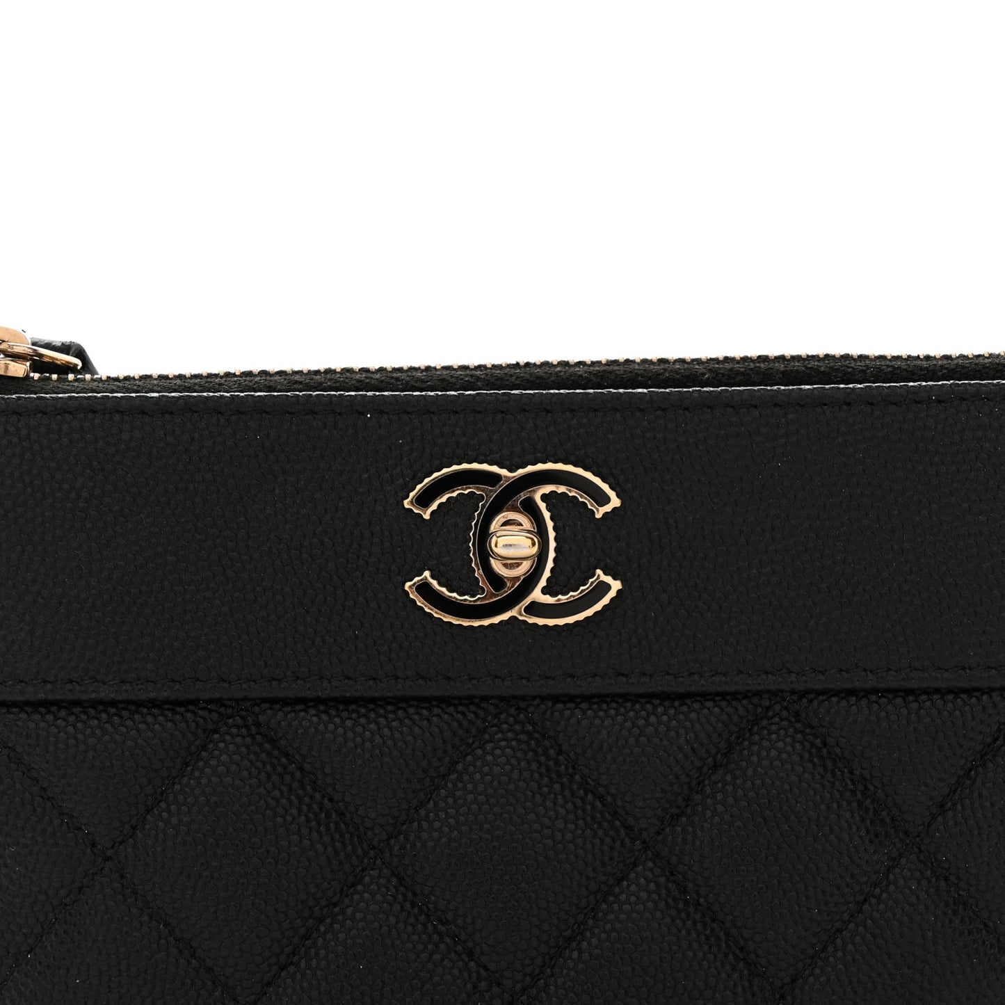 Caviar Quilted Small Vintage Mademoiselle Cosmetic Case Black