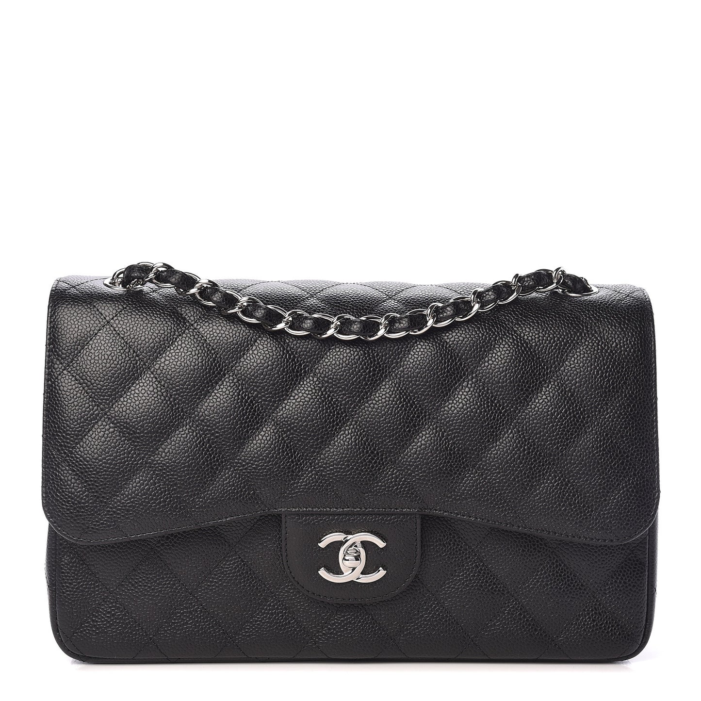 Caviar Quilted Jumbo Double Flap Black