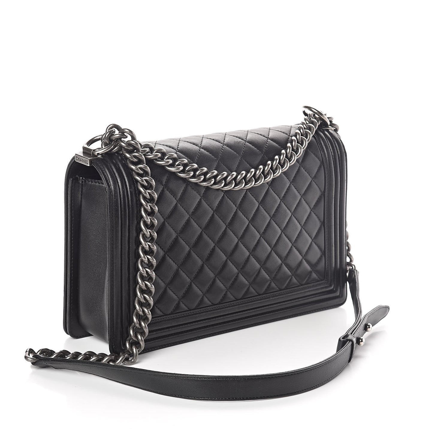 Lambskin Quilted New Medium Boy Flap Black