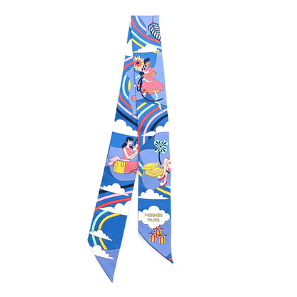 Hermes Silk Carres Volants Twilly Bleu Jaune Vif Multicolor 2 of 3