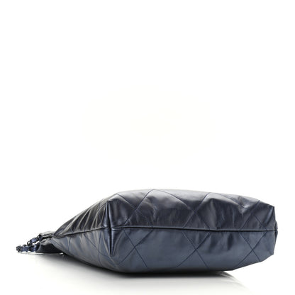 Chanel Metallic Calfskin Quilted Small Chanel 22 Navy Blue 5 of 11