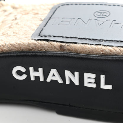 Chanel Lambskin Quilted CC Espadrille Slip On Sandals 35 Black 13 of 14
