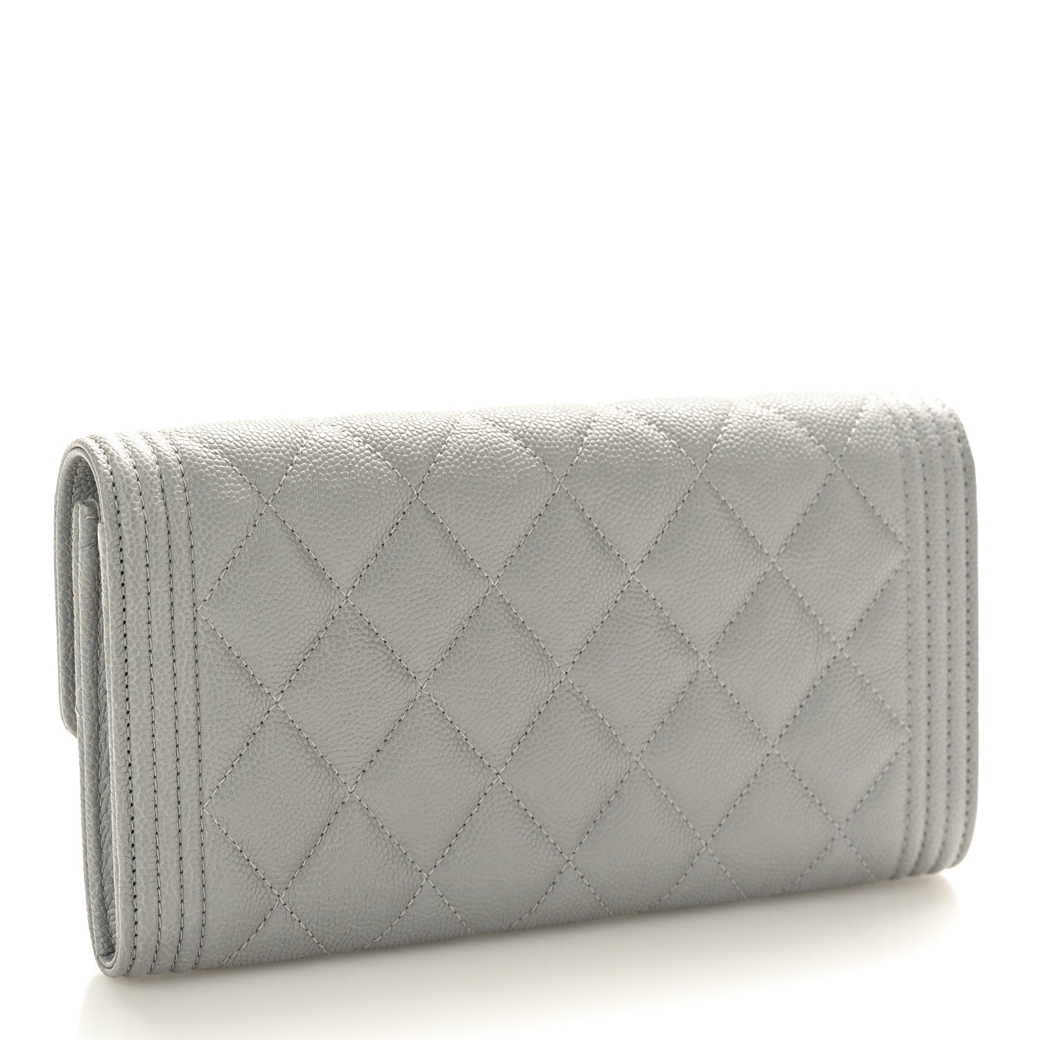 Chanel Caviar Quilted Large Boy Gusset Flap Wallet Grey 3 of 9