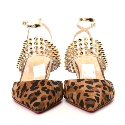 Christian Louboutin Veau Velours PVC Specchio Nappa Leopard Print Levita 55 Pumps 36 Caramel 2 of 9