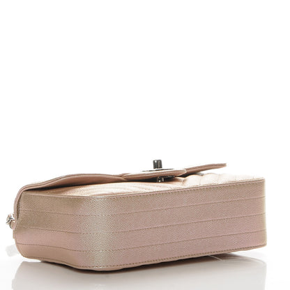 Chanel Metallic Caviar Chevron Quilted Mini Rectangular Flap Rose Gold 4 of 7