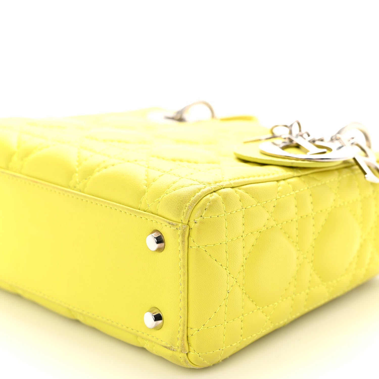 Christian Dior Lambskin Cannage Mini Lady Dior Yellow 9 of 10