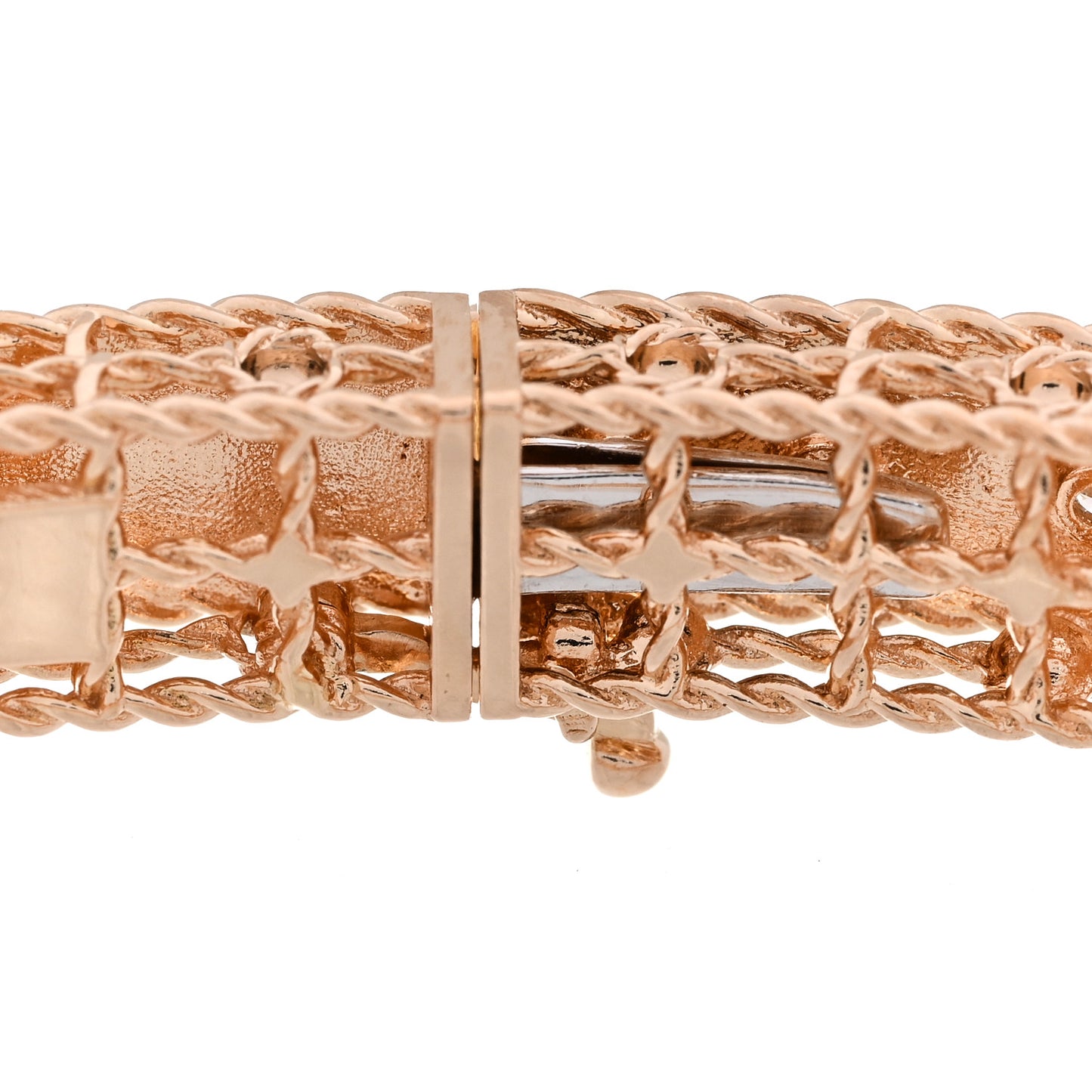 18K Rose Gold Diamond Princess Satin Fleur De Lis Bangle Bracelet