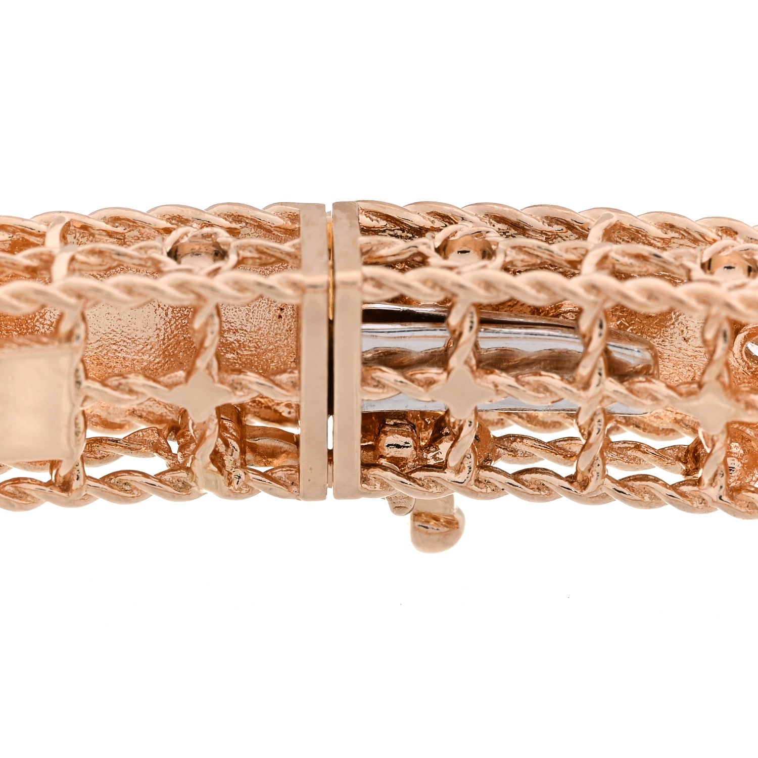 Roberto Coin 18K Rose Gold Diamond Princess Satin Fleur De Lis Bangle Bracelet 6 of 9