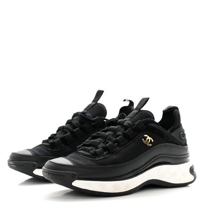 Chanel Velvet Calfskin Mixed Fibers CC Sneakers 37 Black 3 of 23