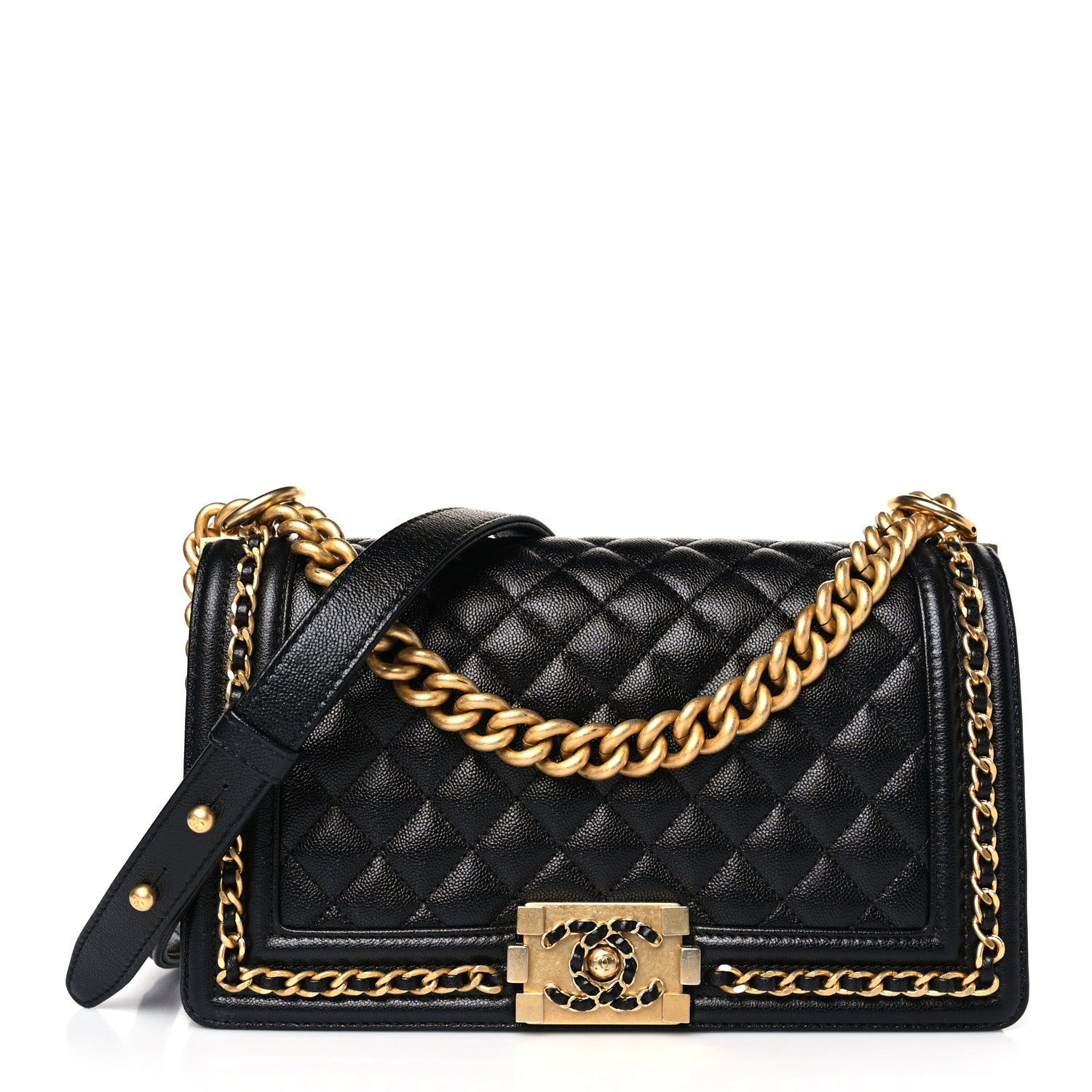 Chanel Caviar Quilted Medium Chain Around Boy Flap Black 1 of 9