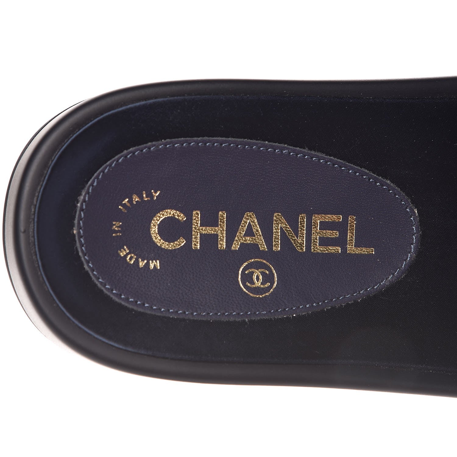 Chanel Satin Chain Flat Sandals 37 Marine 7 of 9