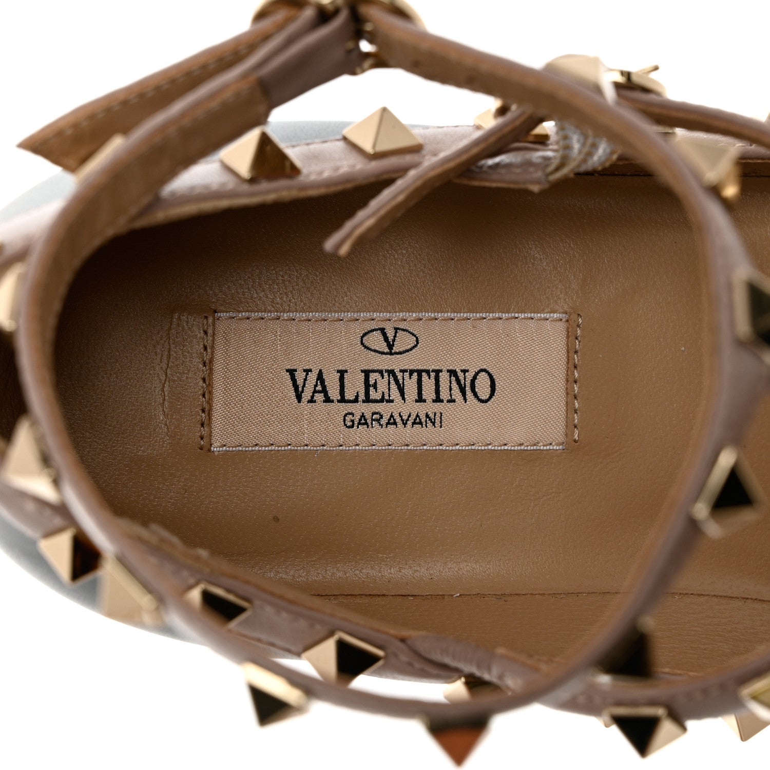Valentino Garavani Calfskin Nappa Rockstud Cage Ballerina Flats 38 Black Poudre 7 of 11
