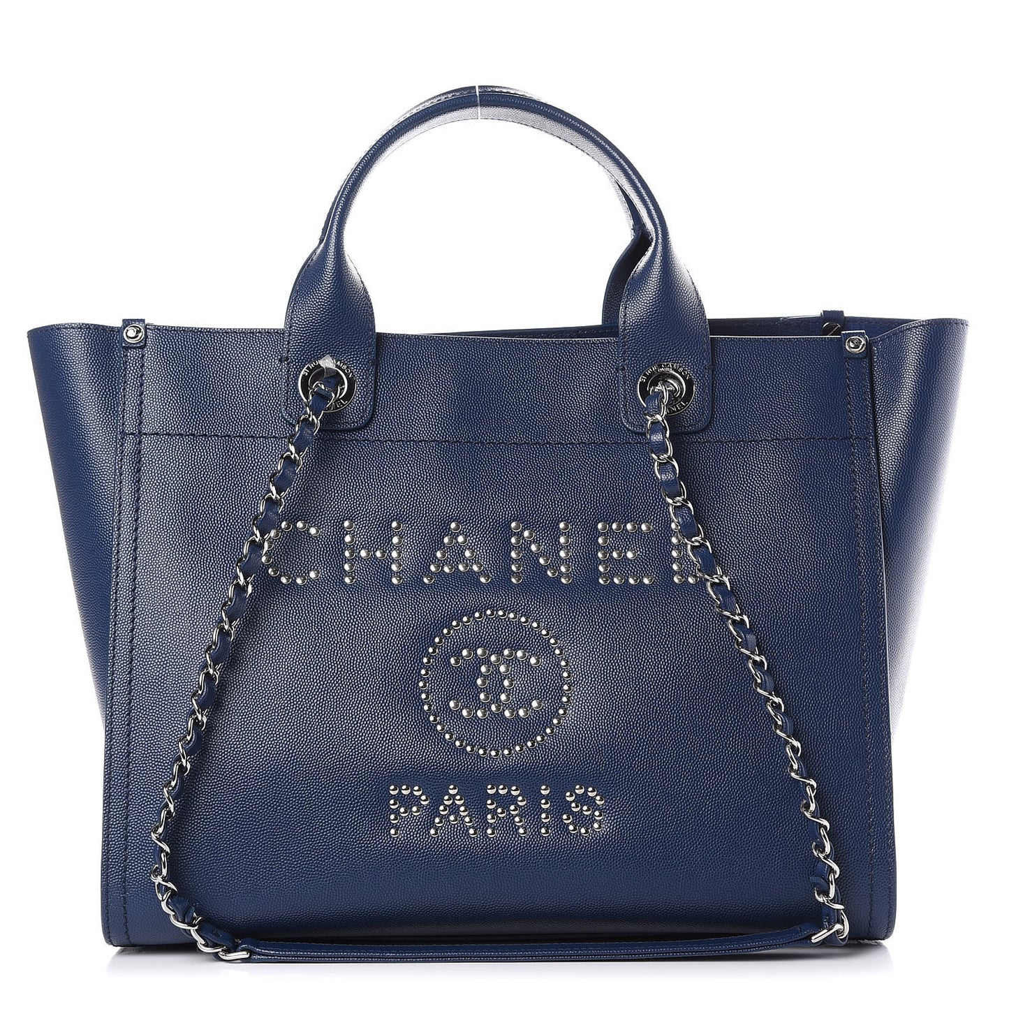 Caviar Small Studded Deauville Tote Navy