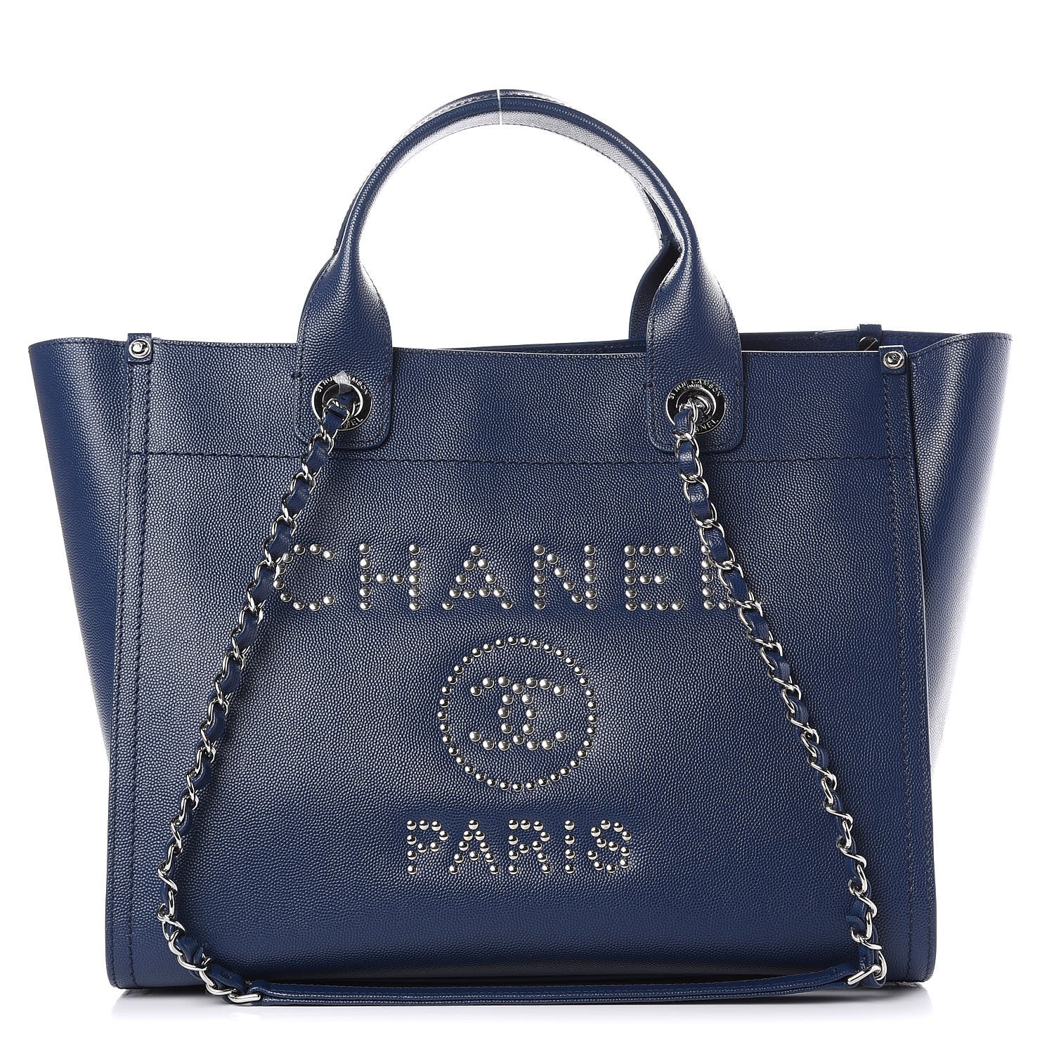 Chanel Caviar Small Studded Deauville Tote Navy 1 of 11