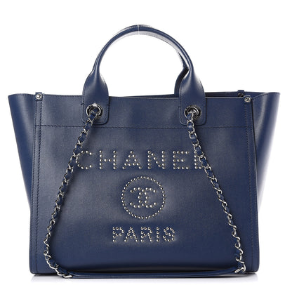 Chanel Caviar Small Studded Deauville Tote Navy 1 of 11