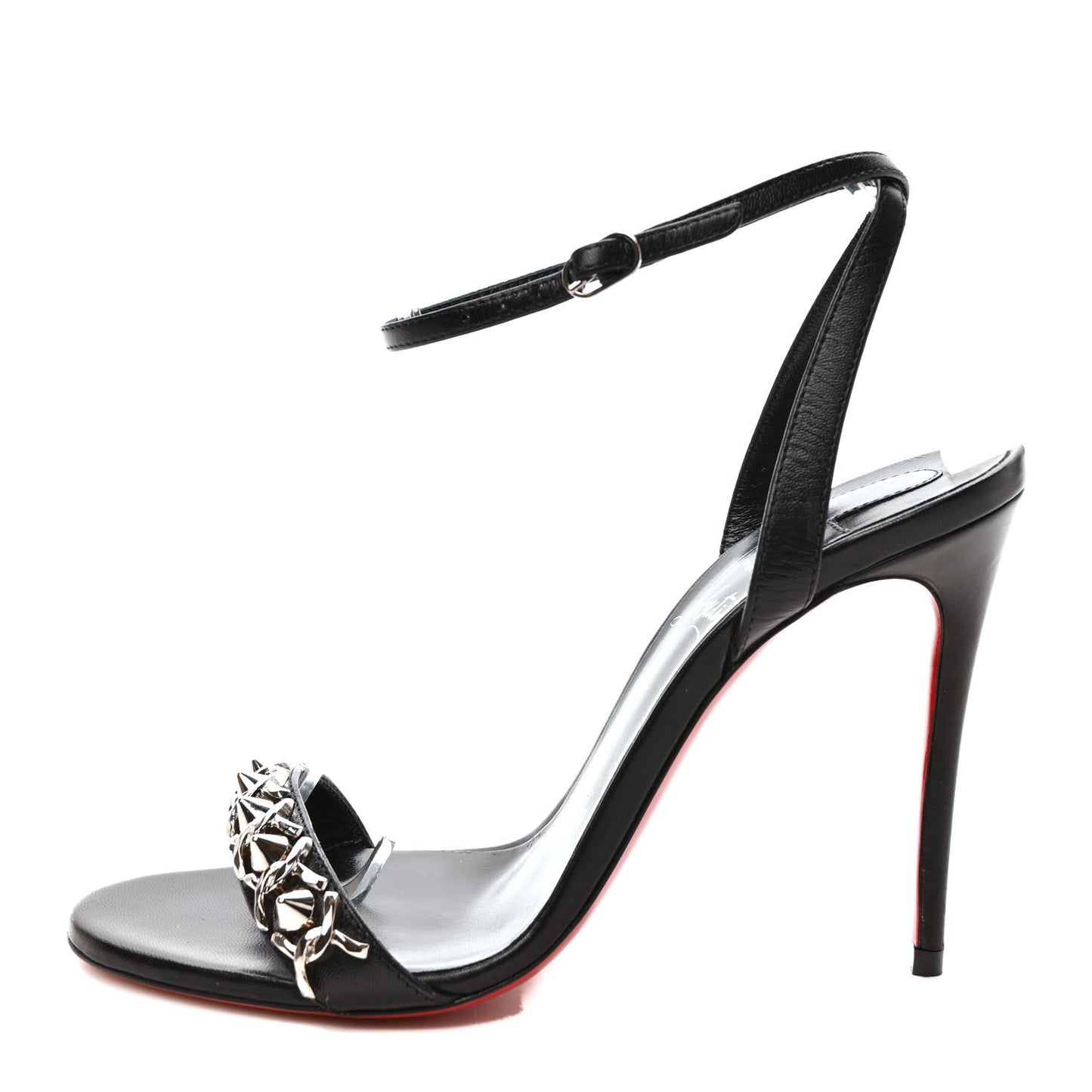 Nappa Spike Loubigirl Chain 100 Sandals 35.5 Black