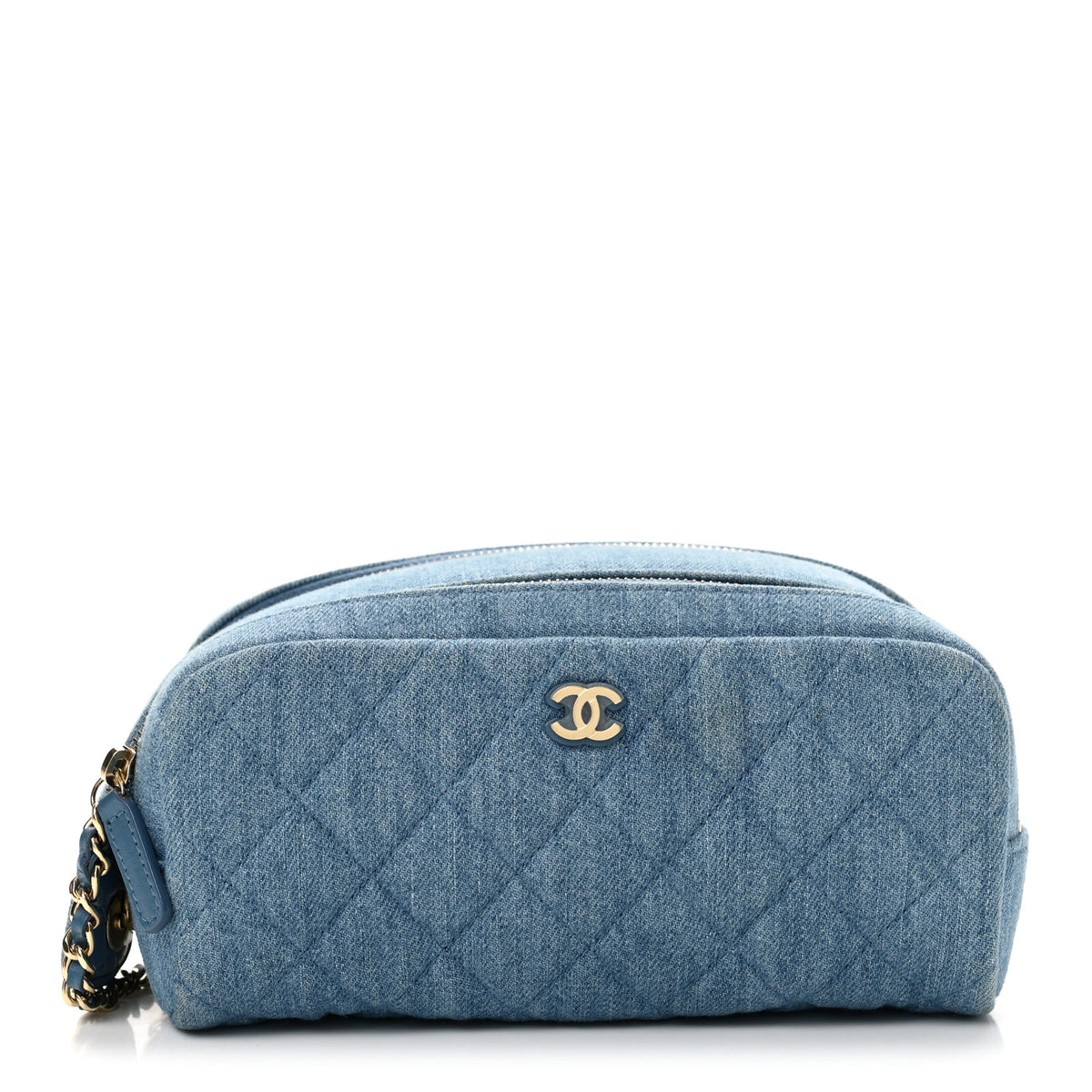 Chanel Denim Quilted Toiletry Case Blue 1 of 8