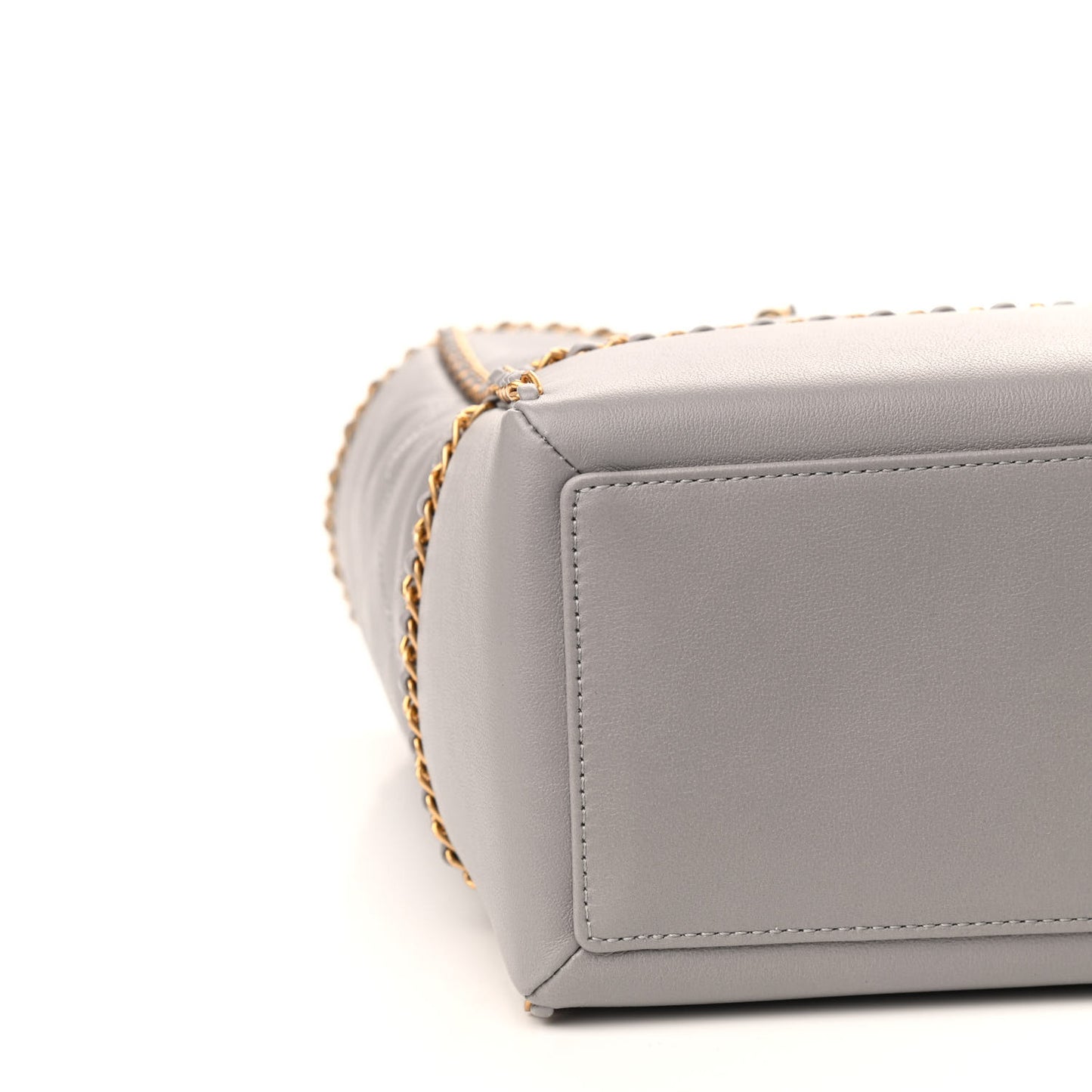 Calfskin Quilted Chain Lines Shopping Tote Grey