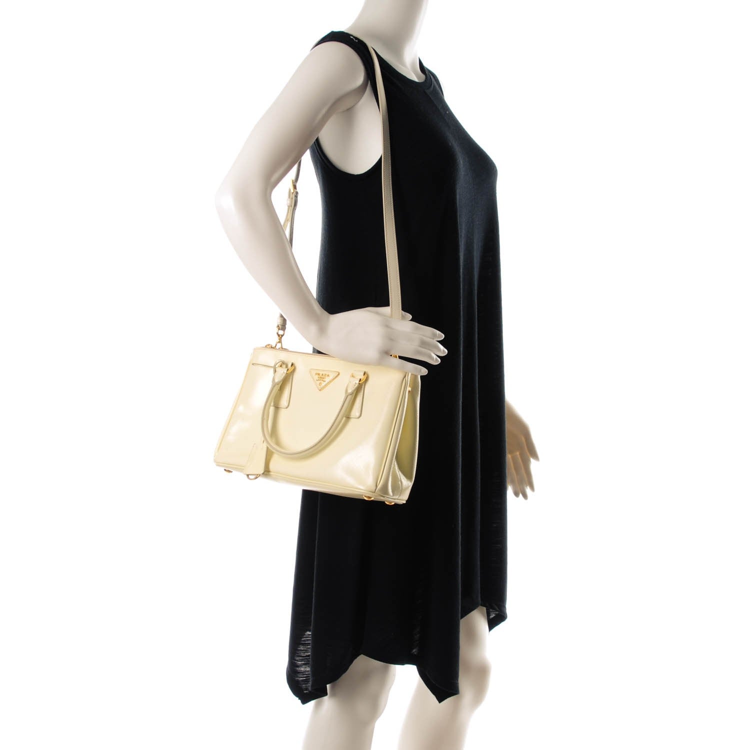 Prada Saffiano Vernice Mini Galleria Double Zip Tote Bianco 2 of 8