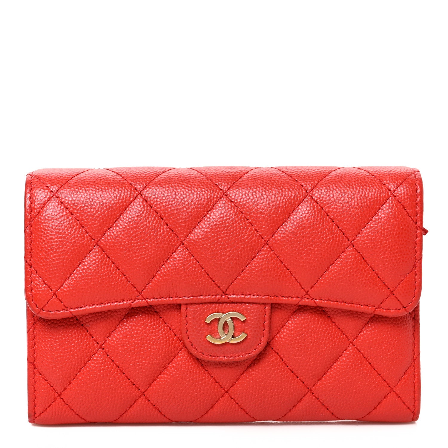 Chanel Caviar Quilted Medium Flap Wallet Red 1 of 7
